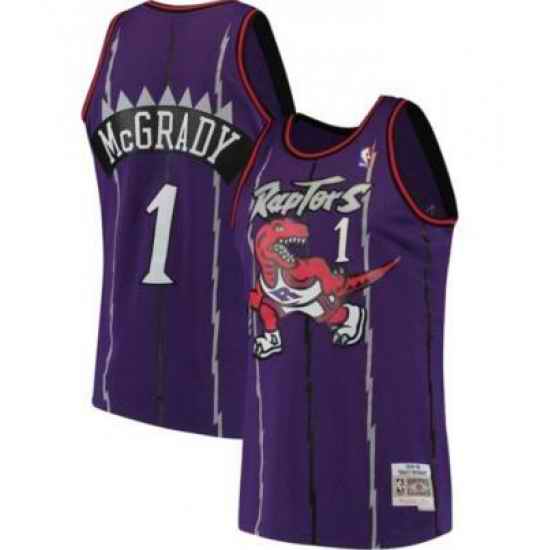 Men Raptors 1 Tracy Mcgrady purple Mitchell Ness Throwback Jersey